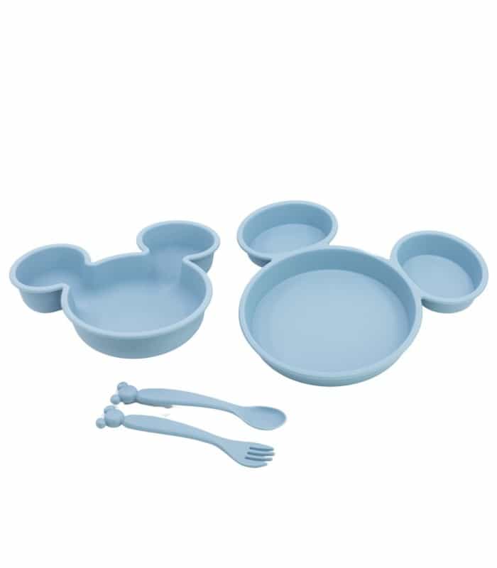 Conjunto de Bebé 4 PCS Mickey Mouse (Prato, Tigela e Talheres)