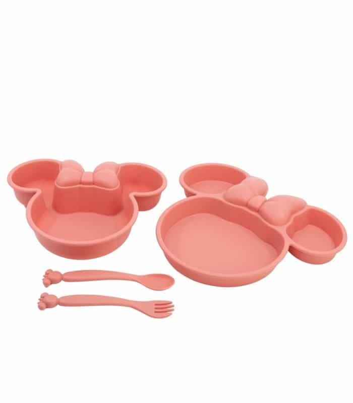 Conjunto de Bebé 4 PCS Minnie Mouse (Prato, Tigela e Talheres)
